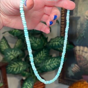 Southwestern Style 14k Solid Yellow Gold Peruvian Blue Opal Rondelle Necklace